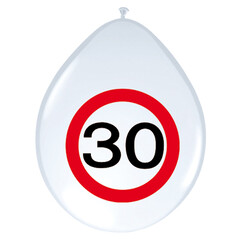 Ballon 'Verkeersbord 30 jaar'  12inch/30cm, 8st