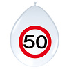 Ballon 'Verkeersbord 50 jaar' 12inch/30cm, 8st