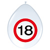 Ballon  'Verkeersbord 18 jaar' 8st 12inch/30cm