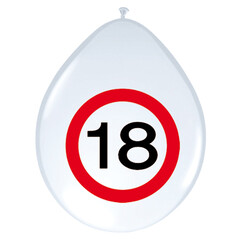 Ballon  'Verkeersbord 18 jaar' 8st 12inch/30cm