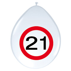 Ballon  'Verkeersbord 21 jaar' 8st 12inch/30cm