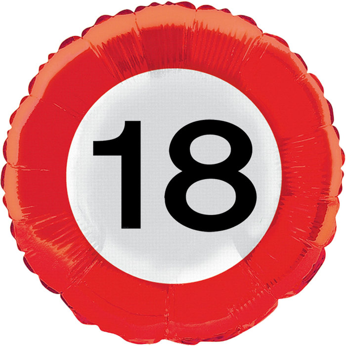 Ballon foil verkeersbord '18'