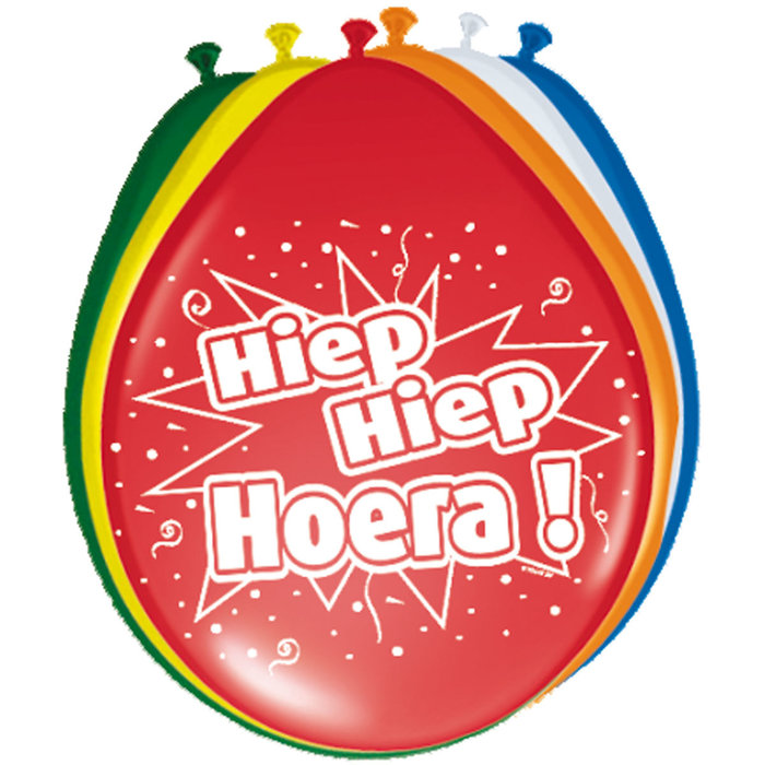 Ballon  'Hiep hiep Hoera' 8st 30cm