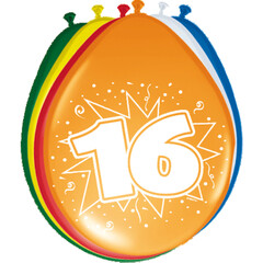 Ballons '16 jaar', 8st 30cm