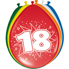 Ballons '18 jaar', 8st 30cm
