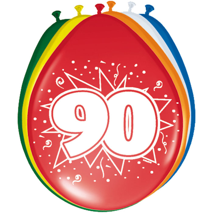 Ballons '90 jaar', 8st 30cm