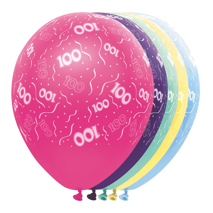 Ballons metallic '100 jaar'/5st,30cm