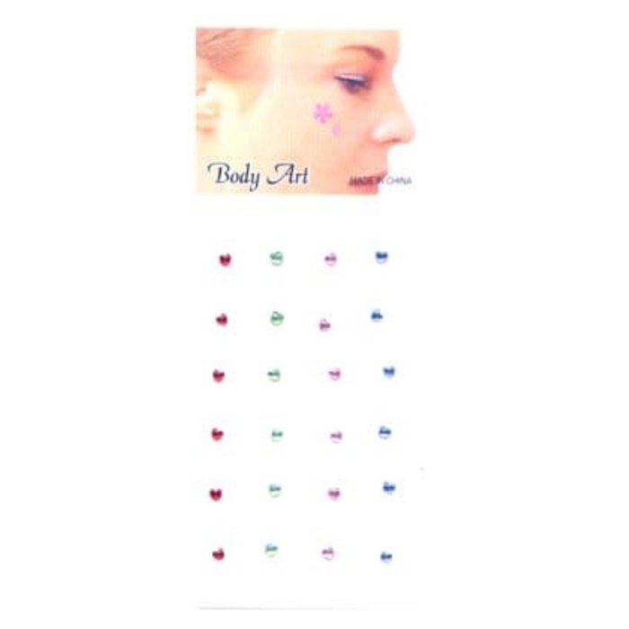 Fancy gezicht/body jewel hartje multi