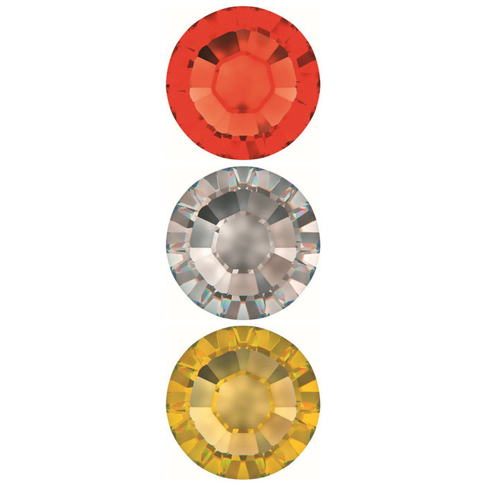 Swarovski steentjes 'Oeteldonk rood-wit-geel' (3,8mm-4,0mm) per 24