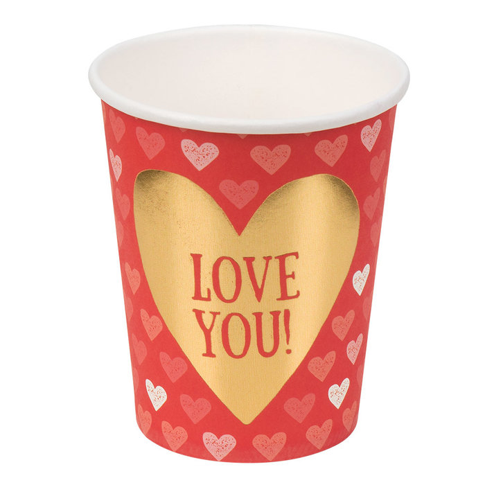 Set 6 Papieren bekertjes Love (25 cl)