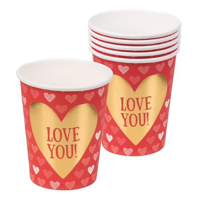 Set 6 Papieren bekertjes Love (25 cl)
