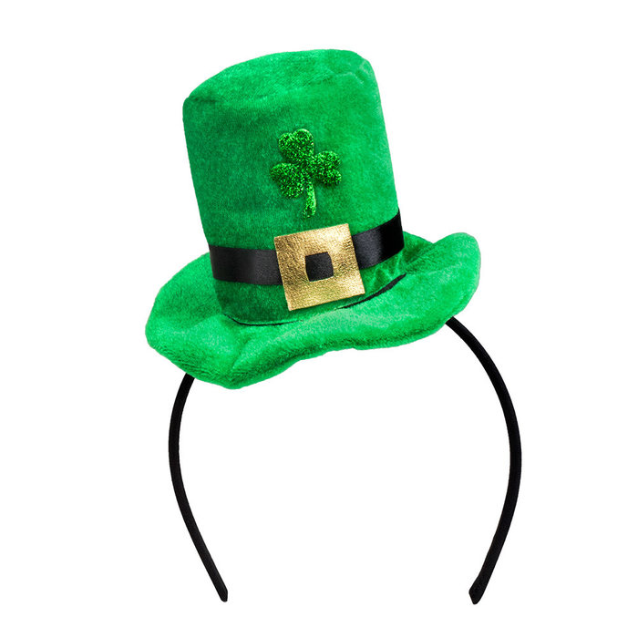 Diadeem met hoedje 'St Patrick's Day' groen/klavertje