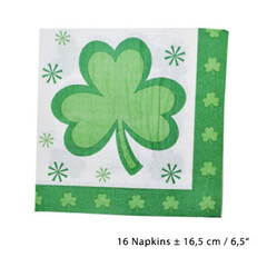 Servetten 'St Patricks Day' klavertje, per 16st