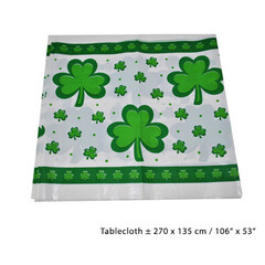Tafel laken 'St Patrick' wit/groene klavertjes, 140x275cm