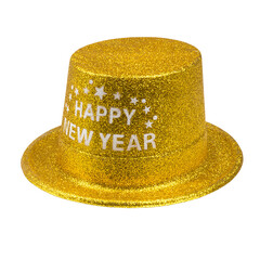 Hoed 'Happy New Year' glitter goud