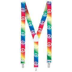Feestshop.be Bretellen 'Peace' regenboogkleuren