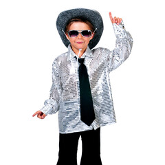 Funny Fashion Disco hemd zilver kind