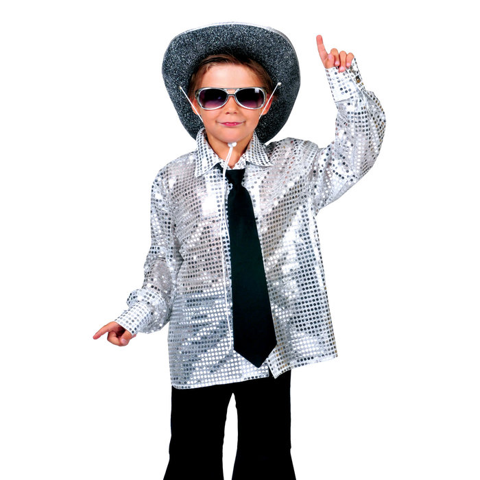 Funny Fashion Disco hemd zilver kind