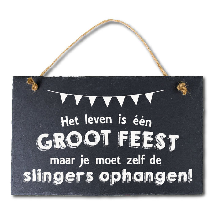 Leisteen 'Het leven is één groot feest,...'