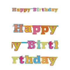Letterslinger 'Happy Birthday' metallic glitter, 166cm