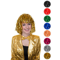 Pruik glitter rood DOOS 243