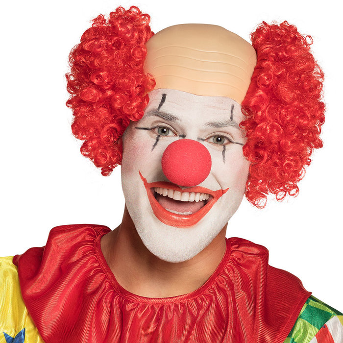 Pruik Clown Baldy rood