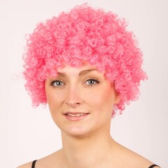 Pruik krulletjes roze DOOS 202
