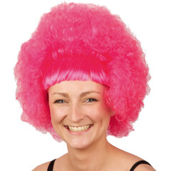 Pruik 'Fifi' krullen met pony roze DOOS 246