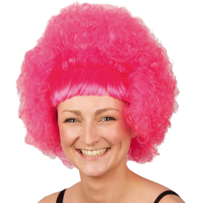 Pruik 'Fifi' krullen met pony roze DOOS 246