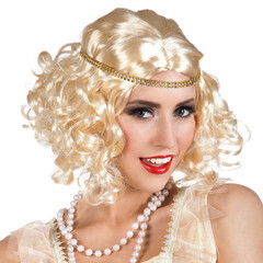Boland Pruik Flapper blond met hoofdband DOOS 229