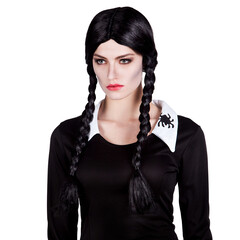Pruik 'Secrete' zwarte vlechten DOOS 384