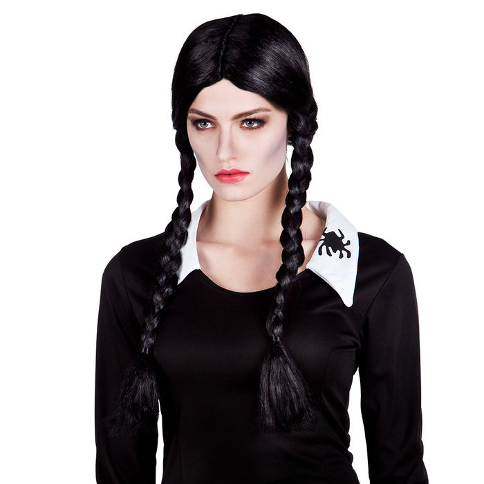 Pruik 'Secrete' zwarte vlechten DOOS 384