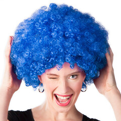 Pruik oversized Afro blauw DOOS 263