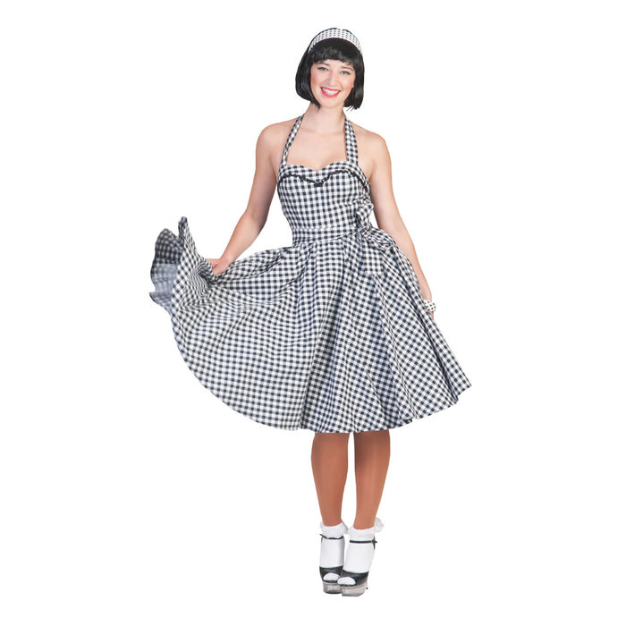 Funny Fashion 50's & 60's Kleedje zwart wit