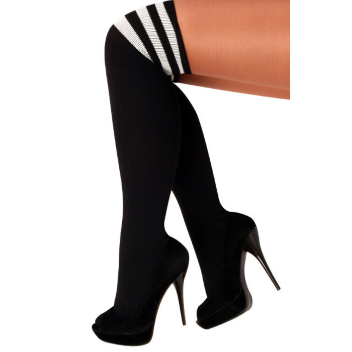 PartyXplosion Lieskousen zwart met 3 witte strepen mt 36-41