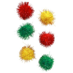 Pom Pom glitter rood/geel/groen, 4cm