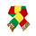 Sjaal gebreid rood/groen/geel L 180cm  B 20cm