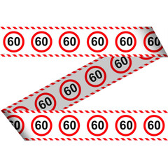 Afzetlint Verkeersbord 60 Jaar 15m