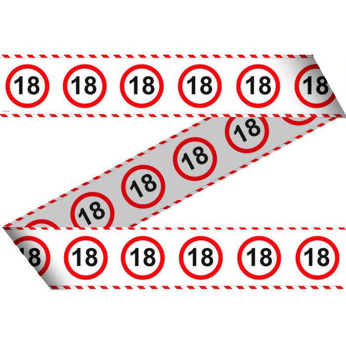 Afzetlint Verkeersbord 18 Jaar 15m