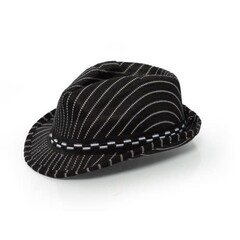 Gangster hoed zwart/wit gestreept