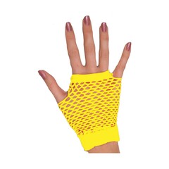 Funny Fashion Vingerloze nethandschoen kort fluo geel