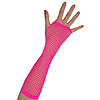 Funny Fashion Vingerloze nethandschoen lang fluo roze