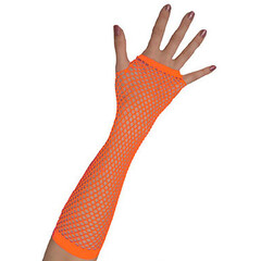 Funny Fashion Vingerloze nethandschoen lang fluo oranje