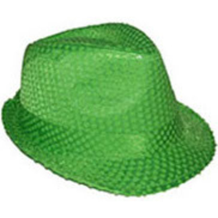 Funny Fashion Hoed Funk met pailletten fluo groen