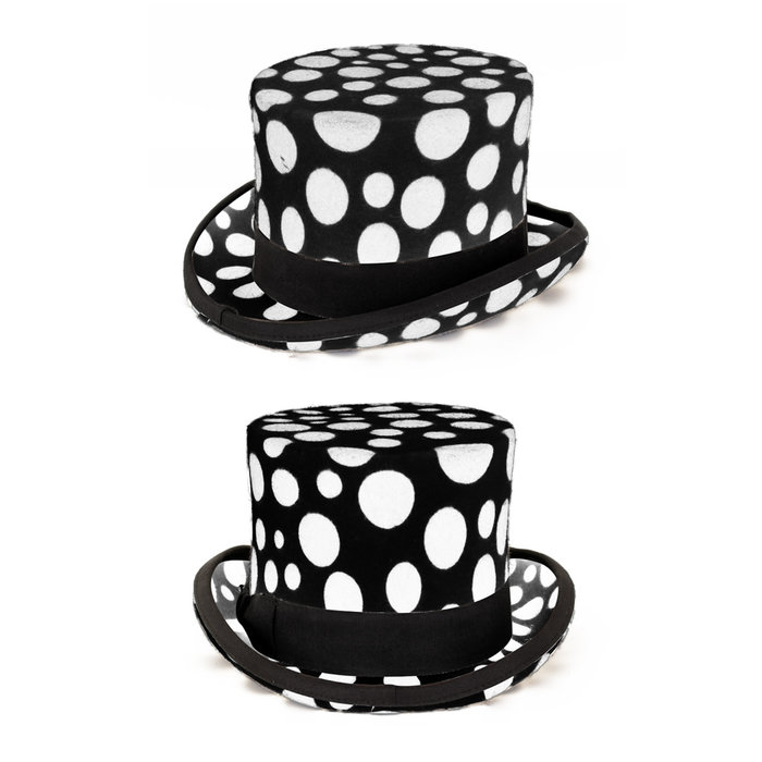 PartyXplosion Hoge hoed wolvilt wit zwart mt 59