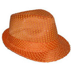 Funny Fashion Hoed Funk met pailletten fluo oranje