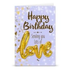 'Love' ballon+kaart 'Happy Birthday'