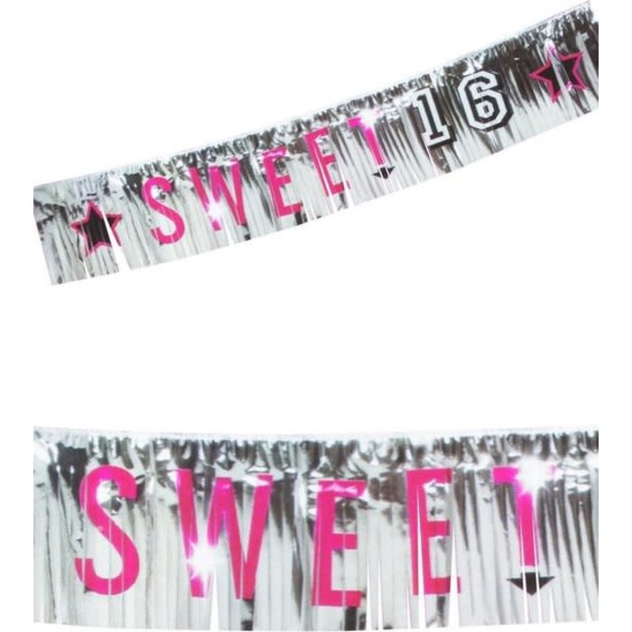 Banner met slierten 'Sweet 16', 25x150cm