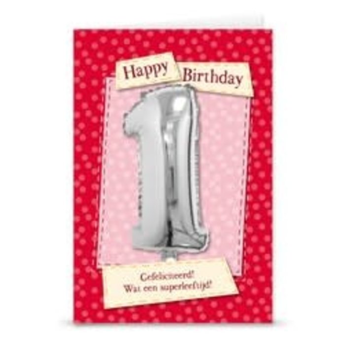 Verjaardagskaart + ballon '1 jaar'