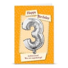 Verjaardagskaart + ballon '3 jaar'